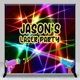 Aperturee - Aperturee Custom Name Colorful Laser Party Birthday Backdrop